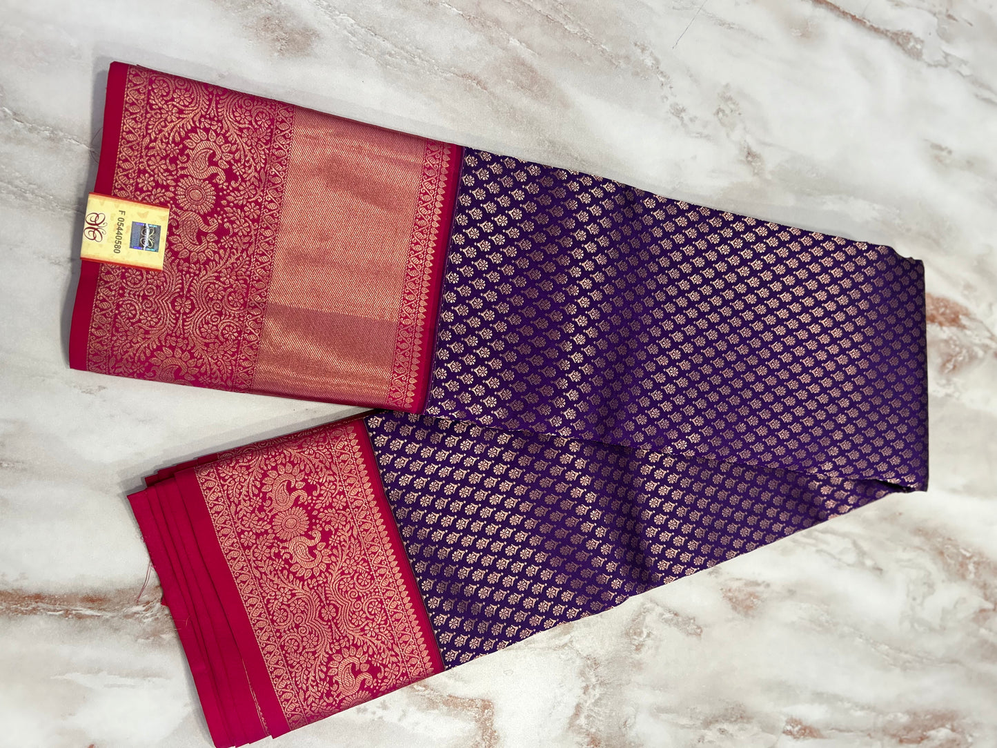 Deep Violet and Rani Pink Colour Kanjivaram Pure Silk Saree